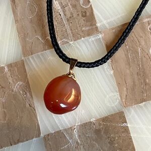 Genuine Carnelian corded necklace